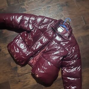 a new day Deep Red Puffer Jacket